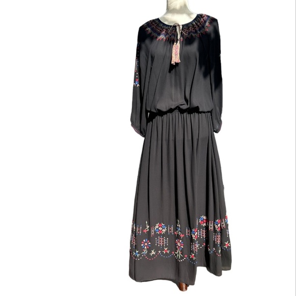 THE GREAT Long Black Embroidered Dress - Picture 5 of 13